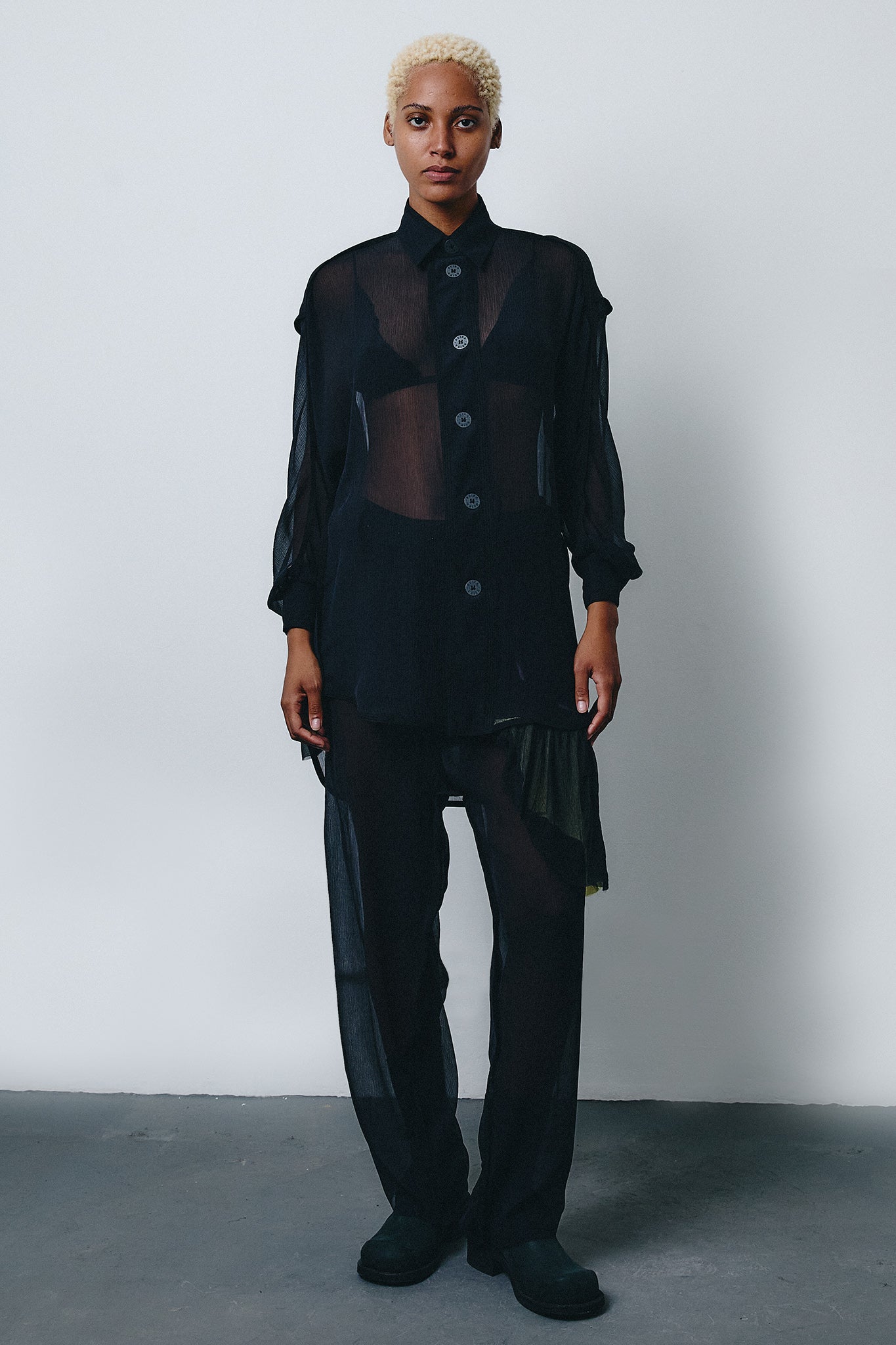Chiffon Silk Pirate Pants Colorful Detail - Black