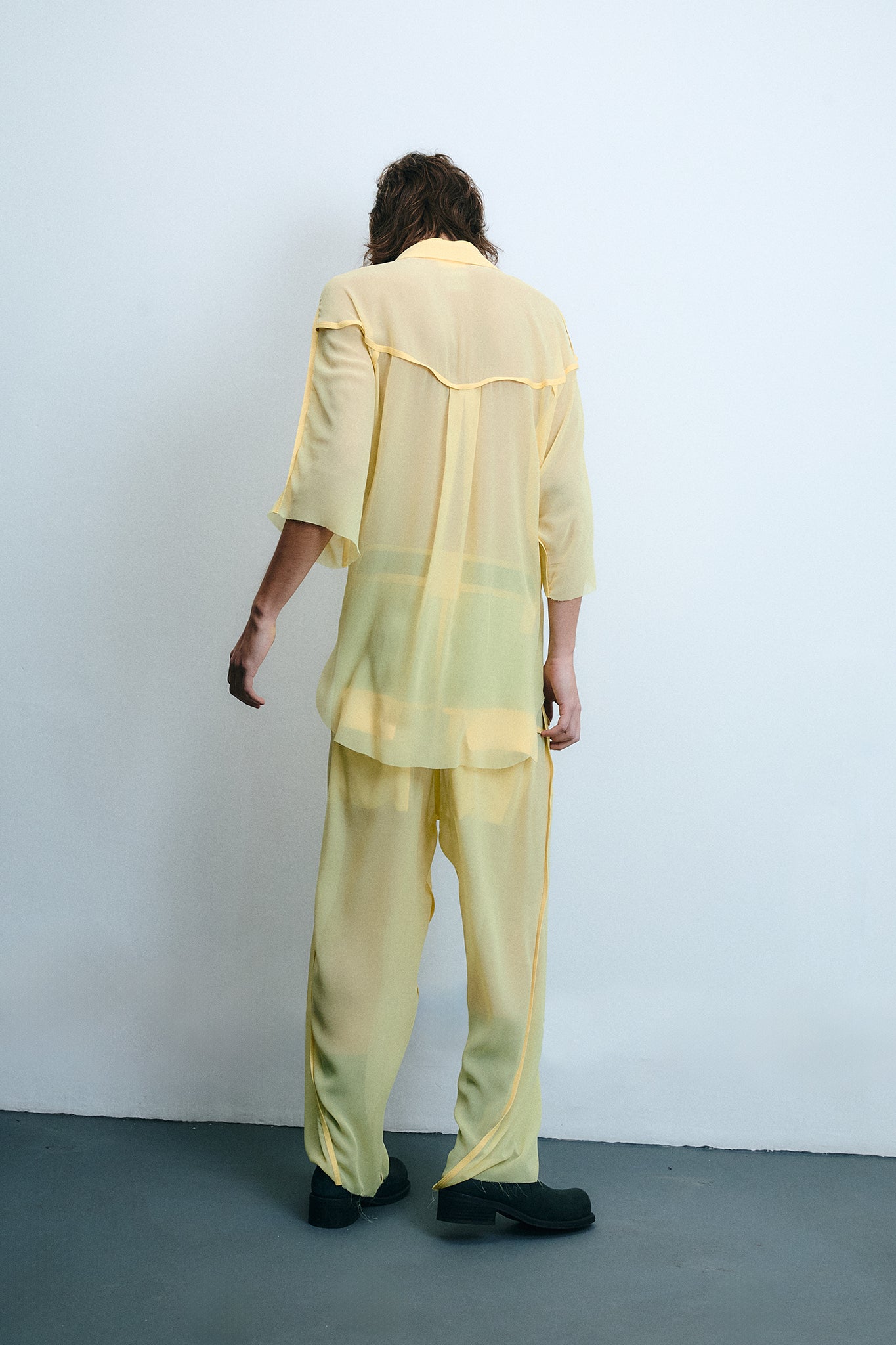Silk Side Buckle Trousers - Yellow