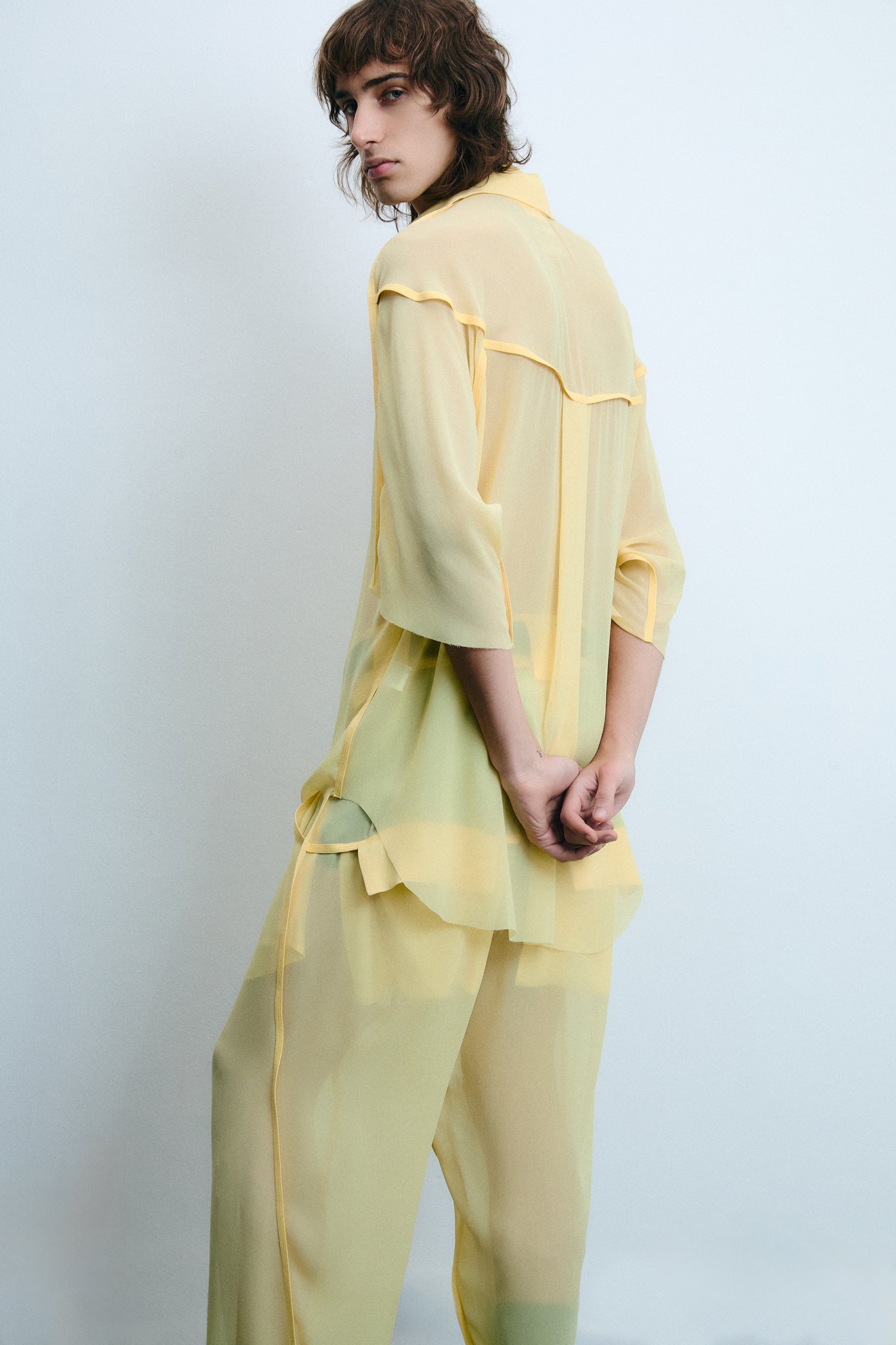 Silk Side Buckle Trousers - Yellow