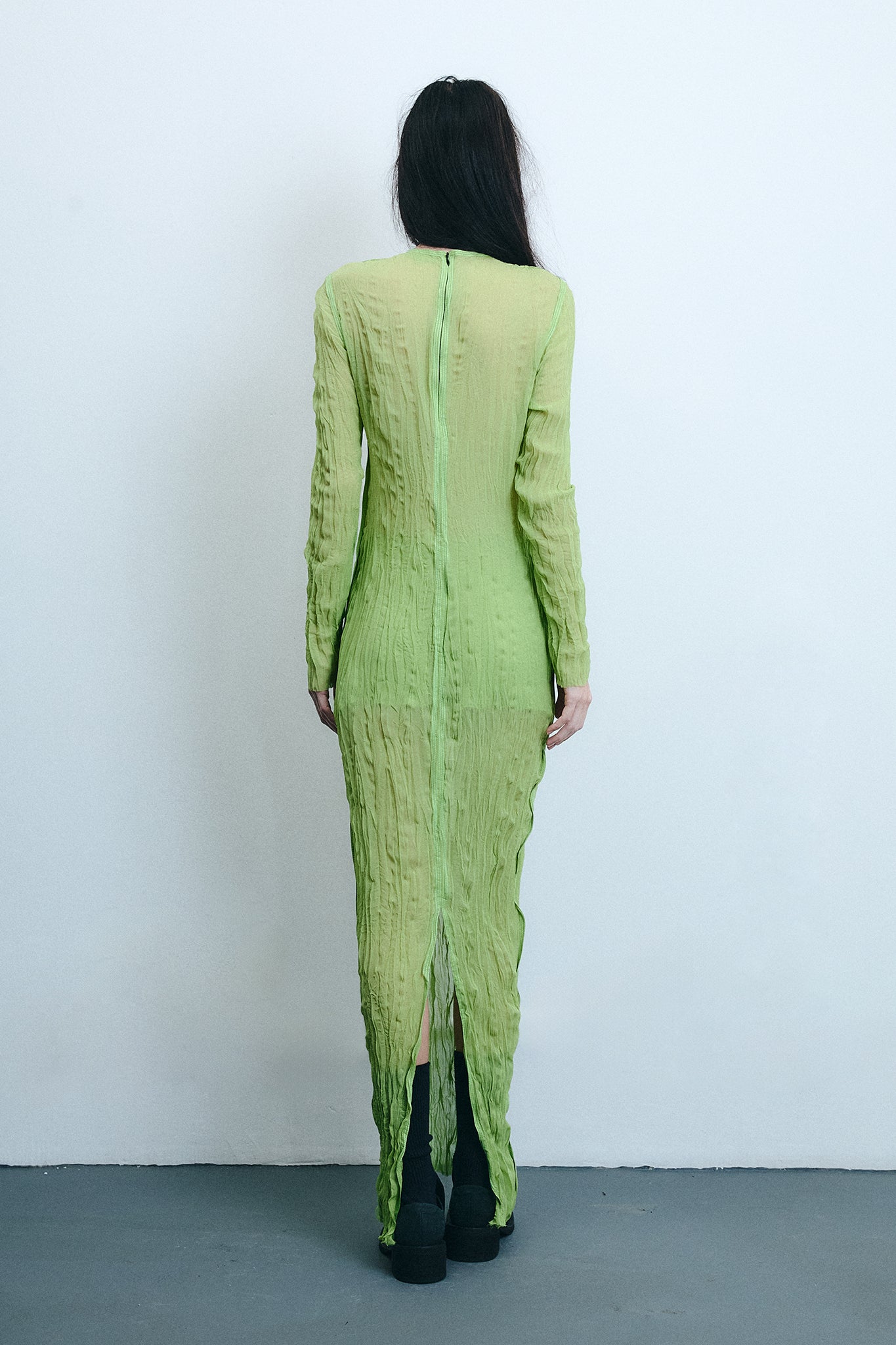Silk Long Sleeve Dress - Green