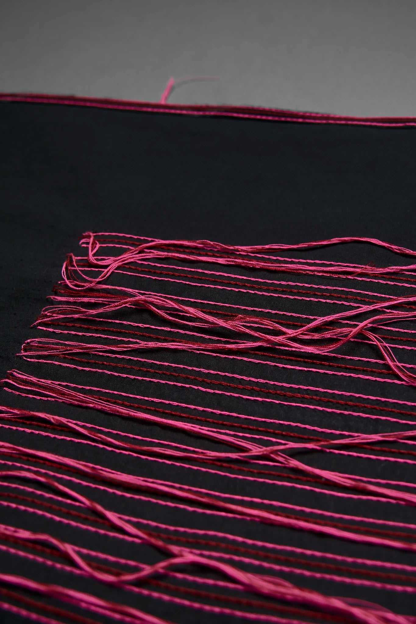 Cotton Topstitched Shopper Bag - Black&Pink