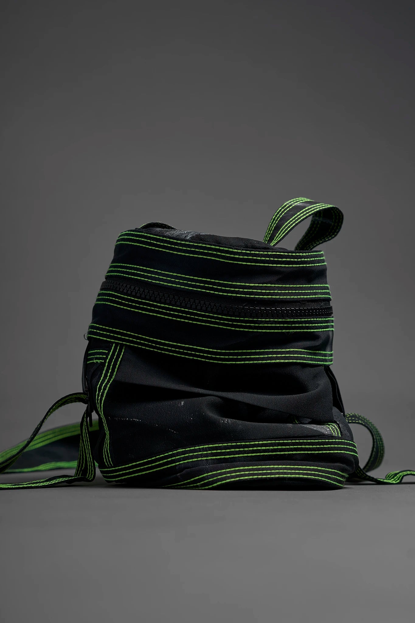 Collab Silk Barrel Bag - Black&Neon Green