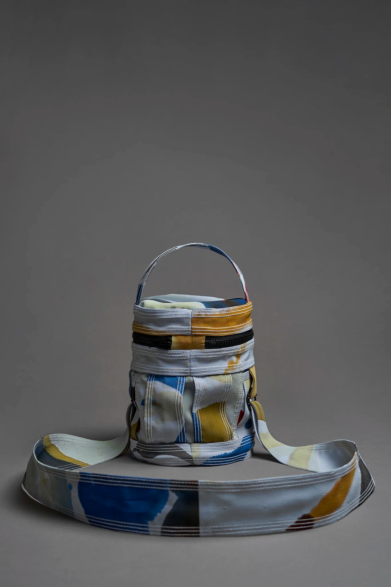 Collab Silk Barrel Bag - Blue&Colorful