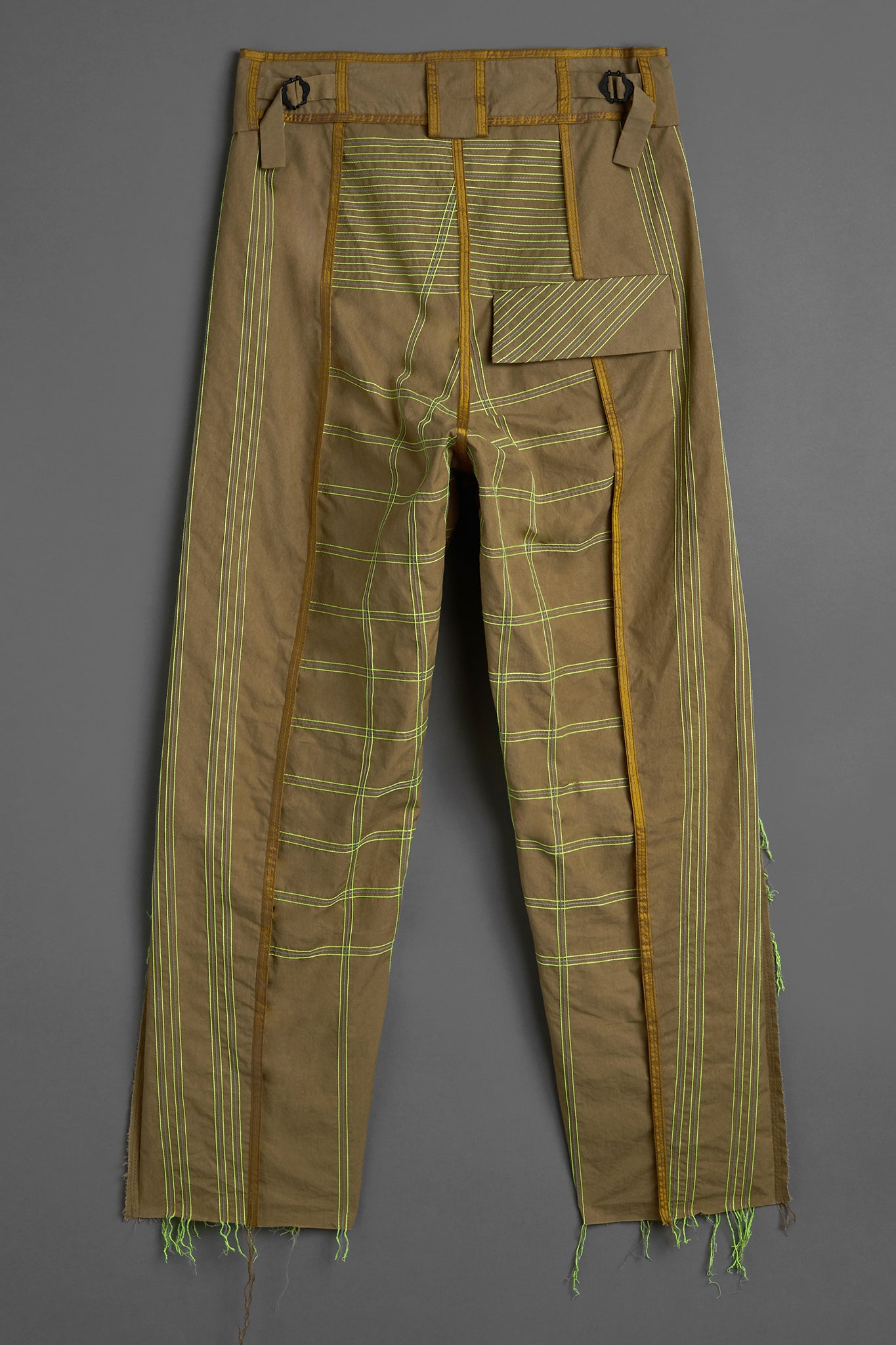Cotton Topstitched Mara Trousers - Neon Green