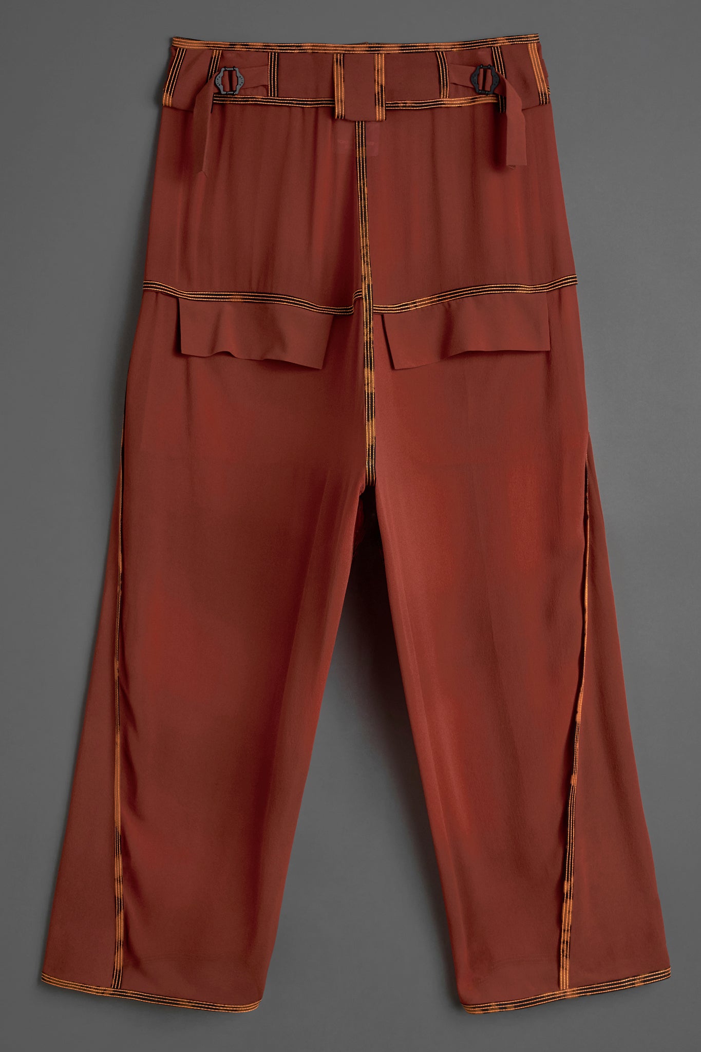 Silk Waistband Pants - Rust Red