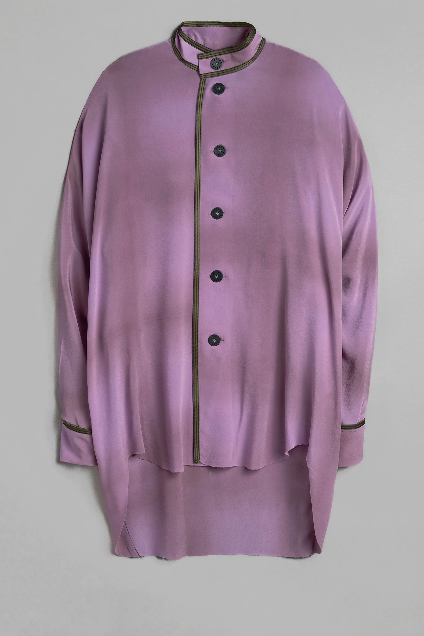 Silk Mid Neck Long Sleeved Shirt - Grape