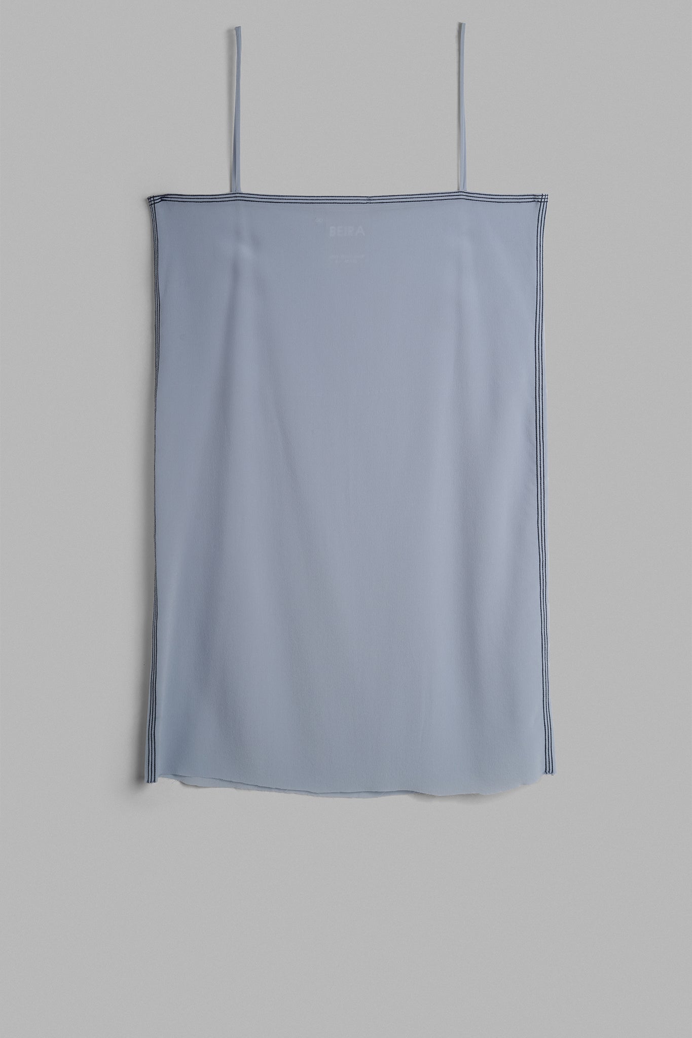 Short Silk Strap Dress - Light Blue