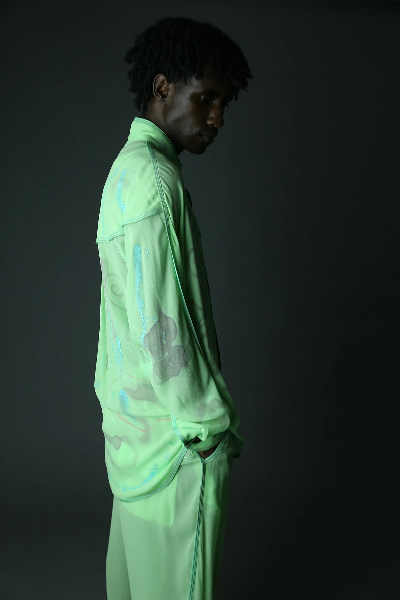 Collab Silk Rounded Shirt - Mint Green