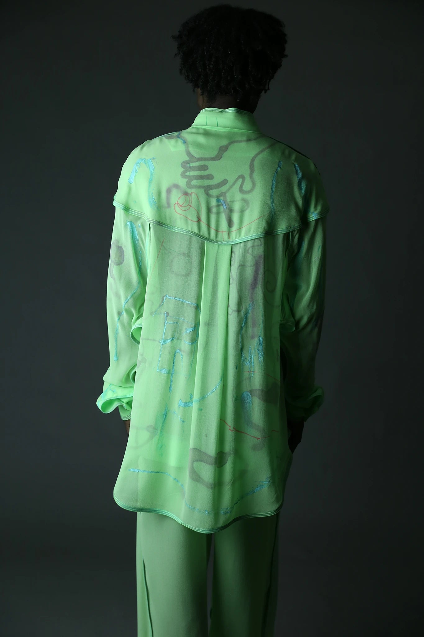 Collab Silk Rounded Shirt - Mint Green