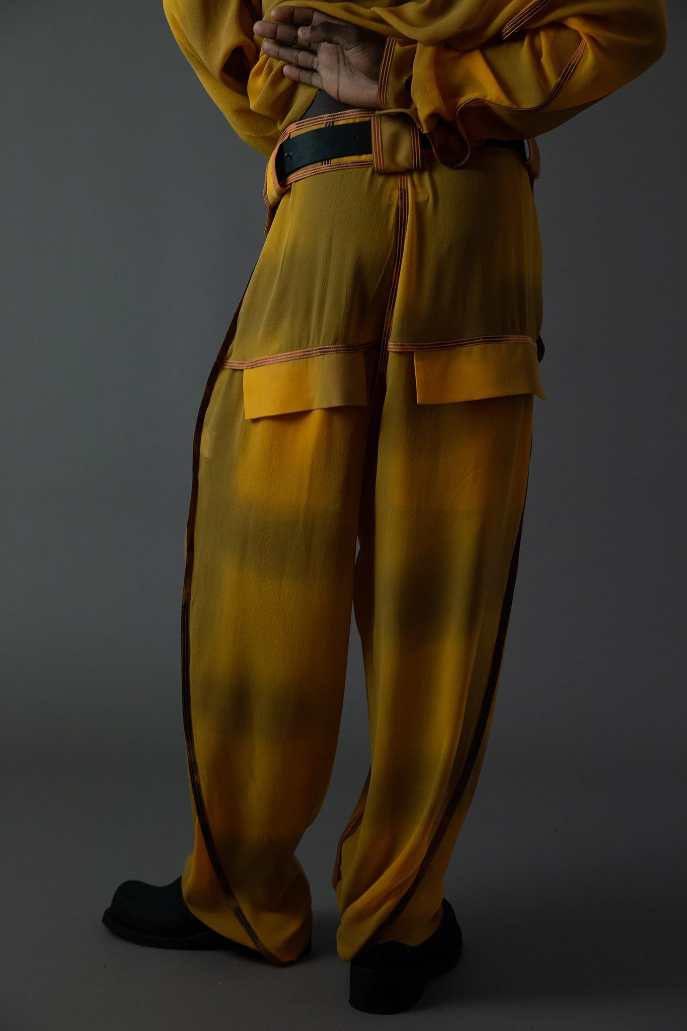 Silk Tailored Relaxed Trousers - Carrot Orange